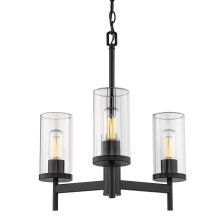 Golden 7011-3 BLK-CLR - Golden Lighting Winslett 3-light Chandelier in Matte Black